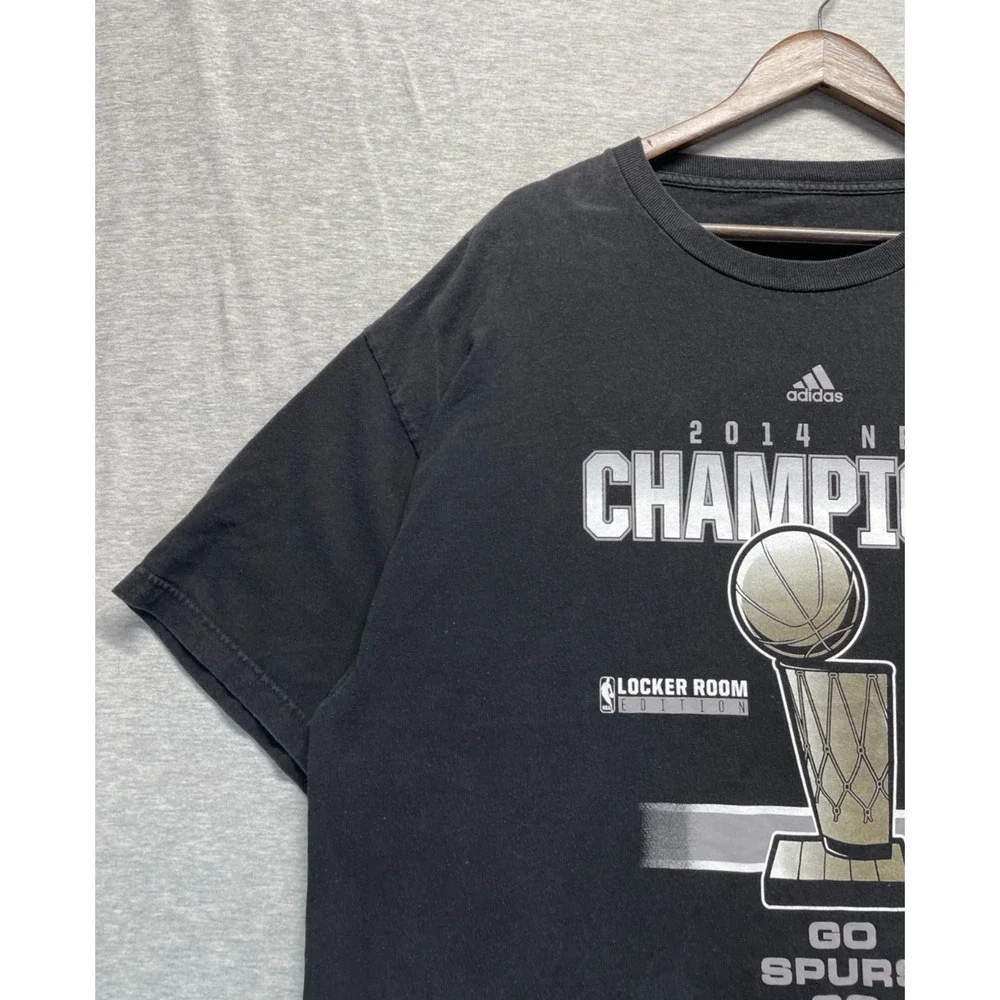 San Antonio Spurs 2014 NBA Champions Locker Room T Shirt Mens XL Black Adidas